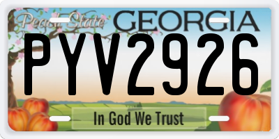 GA license plate PYV2926
