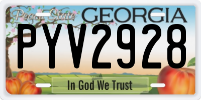 GA license plate PYV2928