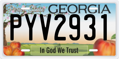 GA license plate PYV2931