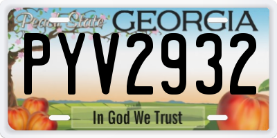 GA license plate PYV2932