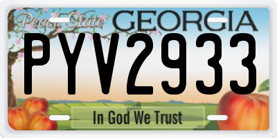 GA license plate PYV2933