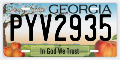 GA license plate PYV2935