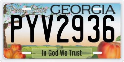 GA license plate PYV2936