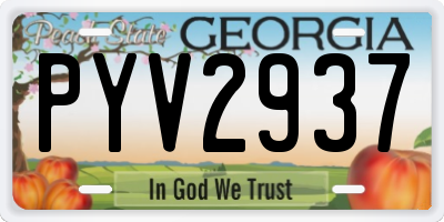 GA license plate PYV2937