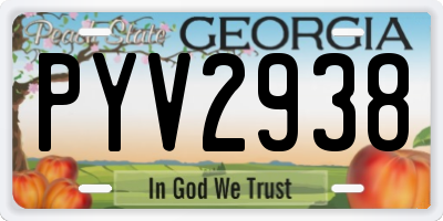 GA license plate PYV2938