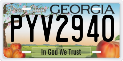 GA license plate PYV2940