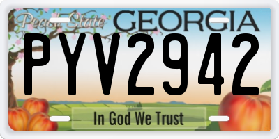 GA license plate PYV2942