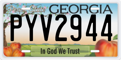 GA license plate PYV2944