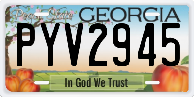 GA license plate PYV2945
