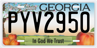GA license plate PYV2950