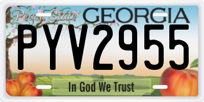 GA license plate PYV2955