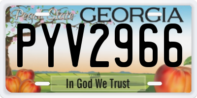 GA license plate PYV2966