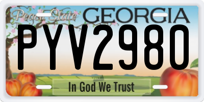 GA license plate PYV2980