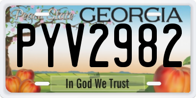 GA license plate PYV2982