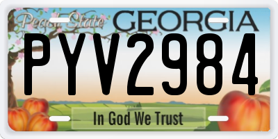 GA license plate PYV2984
