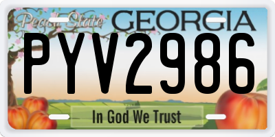 GA license plate PYV2986