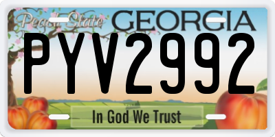 GA license plate PYV2992