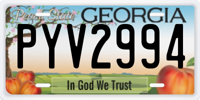 GA license plate PYV2994