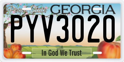 GA license plate PYV3020