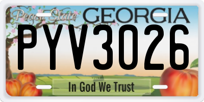 GA license plate PYV3026