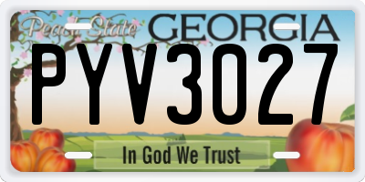 GA license plate PYV3027