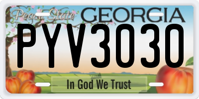 GA license plate PYV3030