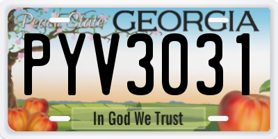 GA license plate PYV3031