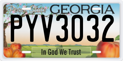 GA license plate PYV3032
