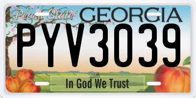 GA license plate PYV3039