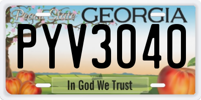 GA license plate PYV3040