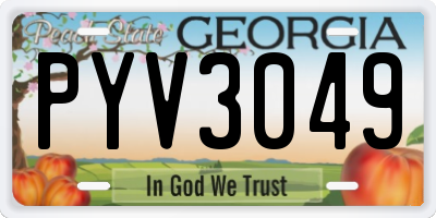 GA license plate PYV3049