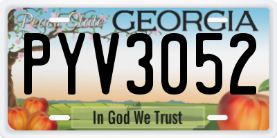 GA license plate PYV3052