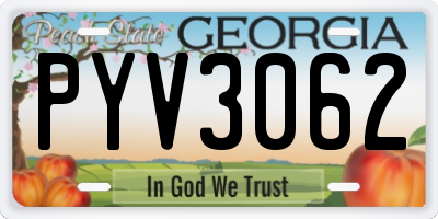 GA license plate PYV3062