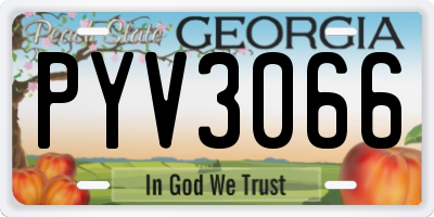 GA license plate PYV3066