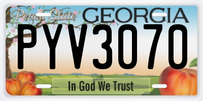 GA license plate PYV3070