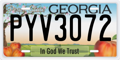 GA license plate PYV3072