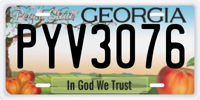 GA license plate PYV3076