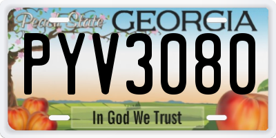 GA license plate PYV3080