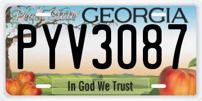 GA license plate PYV3087
