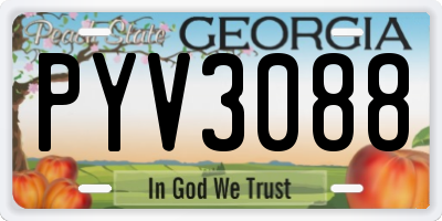 GA license plate PYV3088