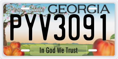 GA license plate PYV3091