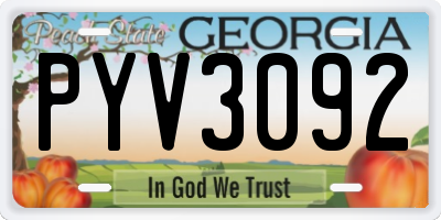GA license plate PYV3092
