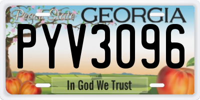 GA license plate PYV3096