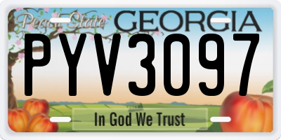 GA license plate PYV3097