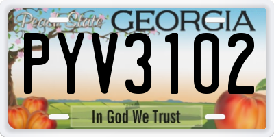 GA license plate PYV3102