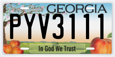 GA license plate PYV3111