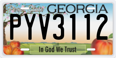 GA license plate PYV3112