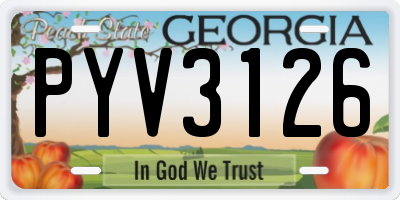 GA license plate PYV3126