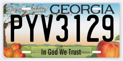 GA license plate PYV3129