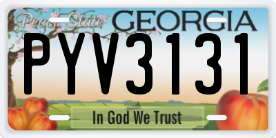 GA license plate PYV3131